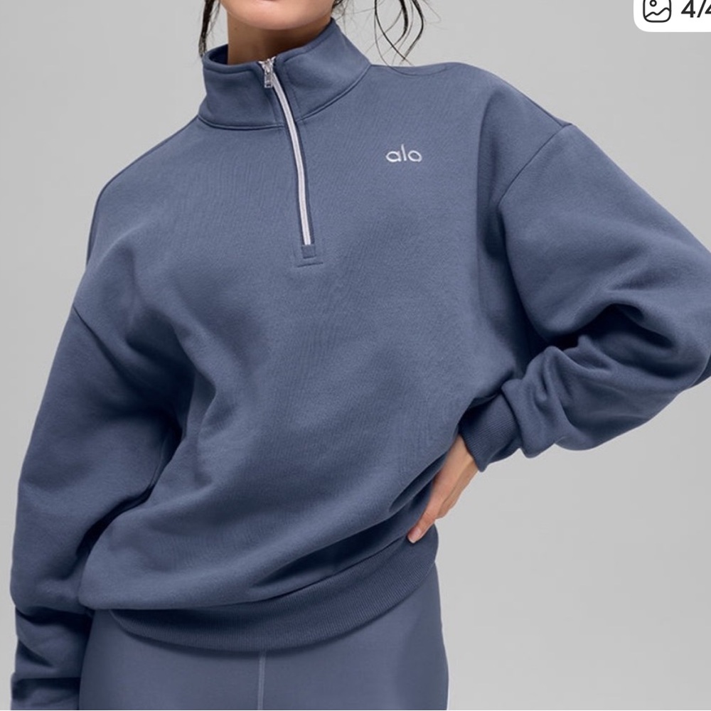 ALO Accolade Bluestone 1/4 zip quarter zip sweater